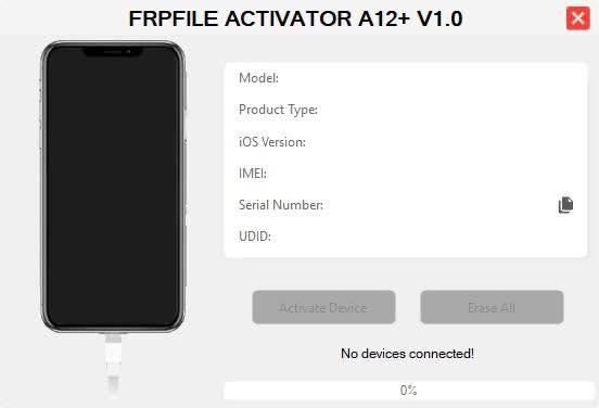 FRPFILE ACTIVATOR A12 + Bypass Hello Screen iPhone 11 to 16 Pro Max - IPad A12+ To M3 (iOS 26.0 to iOS 26.1) With iCloud· Service, Notification