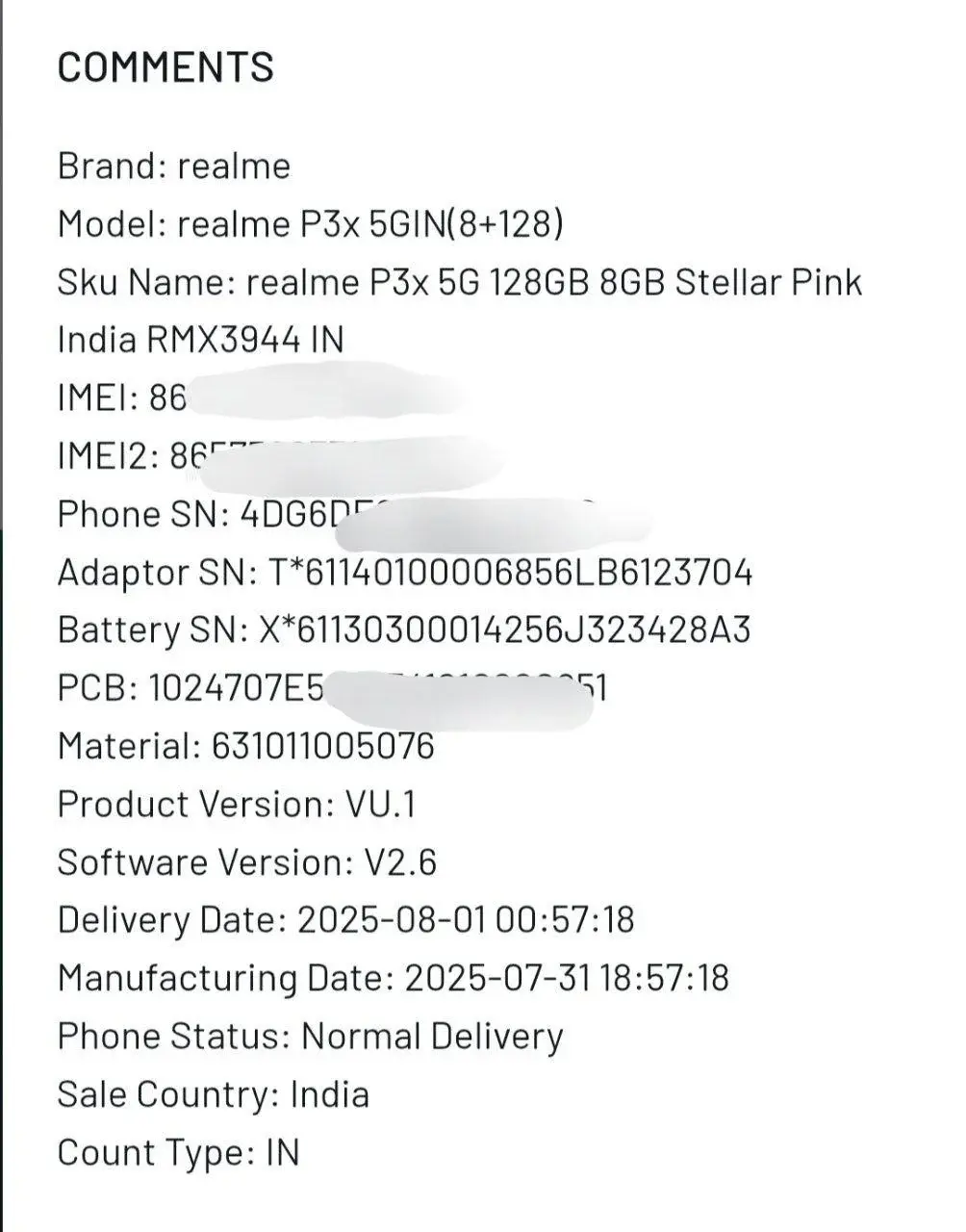 OPPO  ONEPLUS  REALME INFO ( Imei 1 not found) place 2nd imei number