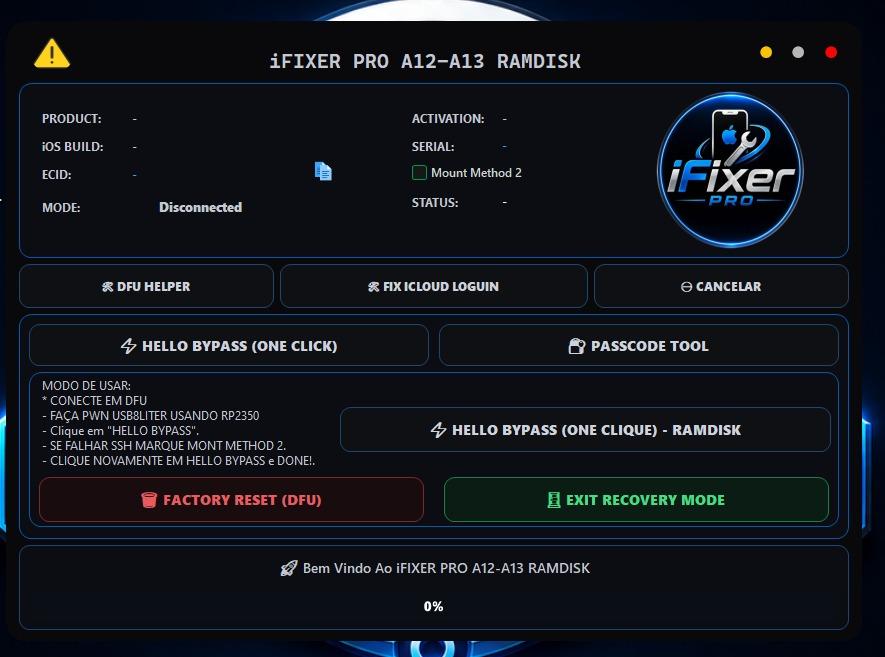04|| iFixer Pro A12-A13 Ramdisk Passcode & Hello  (Precisa do RP2350)